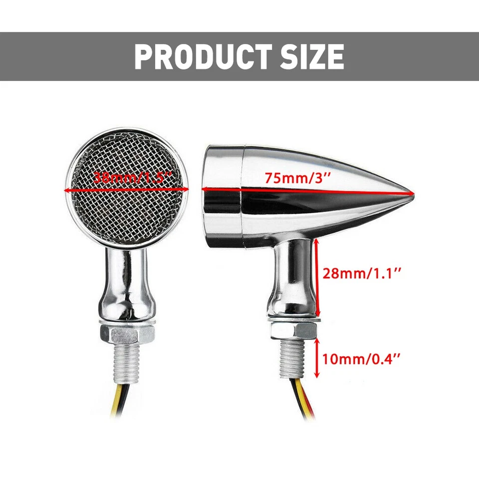 2/4x Motorbike Motorcycle Turn Signal Indicators Universal Light Bulb Chrom Lamp - Image 3 of 4