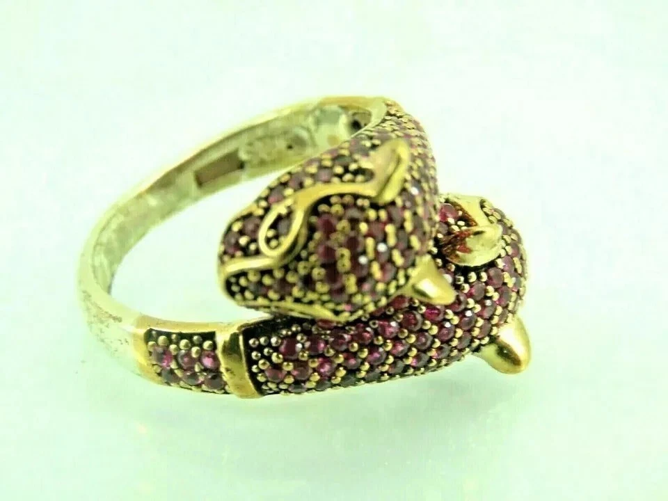 2Ct Round Cut Lab-Created Ruby Men's Hip Hop Bypass Ring 14k Yellow Gold Plated - Image 2 of 4