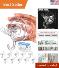 Versatile 10-Pack Suction Cup Hooks with Dual Hooks - Easy Installation, 11 lbs