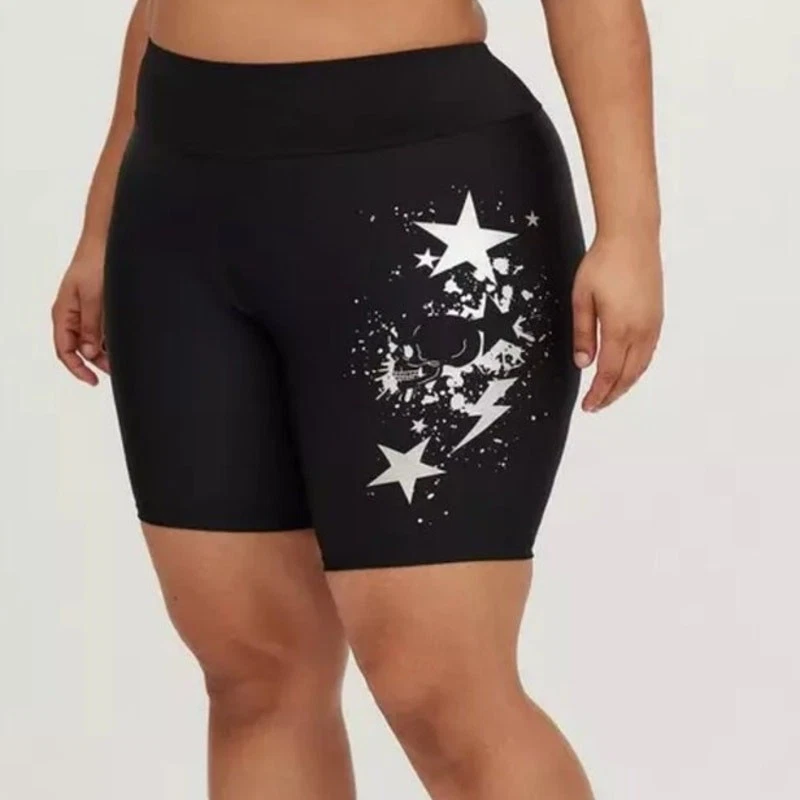 Велосипедные плавки Torrid Plus размер 1 (1X) Star Skull Tattoo высокая посадка 8,5 дюйма внутренний шов - Изображение 3 из 4