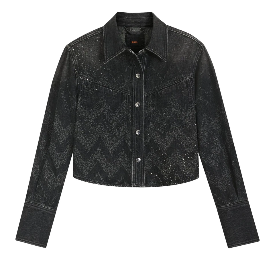 BOSS Jacke Kurz Frau IN Denim Mit Kristalle C Hemd Ls 1 0 50548445 Schwarz - Bild 1 von 4
