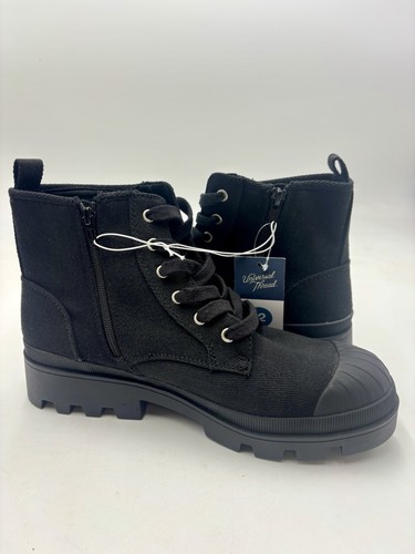 Universal Thread Boots Moto Combat Black Teagan Canvas Side Zip Women’s 12 - Picture 6 of 10