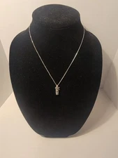 Sterling Silver Blue Rhinestone Prayer Capsule Locket Necklace NIB