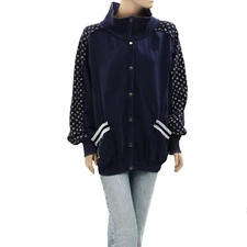 Free People We The Free Heritage Track Jacket Top Buttondown Printed S 269780