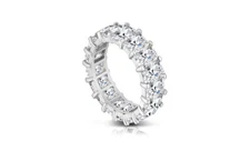 Verona Jewelers CZ Rhodium Plated Emerald Cut Fashion Eternity Band Ring 