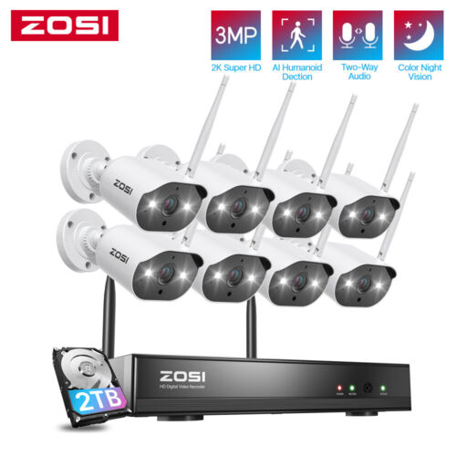 ZOSI 3MP Wi-Fi Kamera bezpieczeństwa Zestaw Zewnętrzna 5MP HDD NVR Kamera IP 30M Noktowizor - Zdjęcie 1 z 18