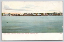 New York Steamer Docks Long Wharf Newport RI Rhode Island Postcard