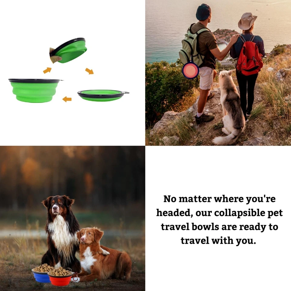 Pack de 2 cuencos rojos para perros y mascotas pequeñas, plegables, cuenco de viaje, plato grande de silicona Foto 4 de 4
