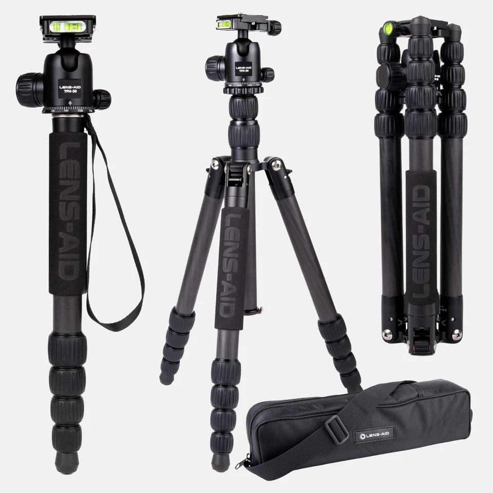 Lens-Aid Carbon Reisestativ – Dreibeinstativ Kamera mit Kugelkopf, nur 1,2 kg - Bild 1 von 4