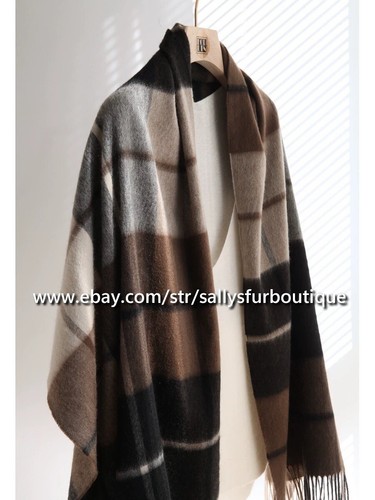 Sallys Lux 100% Mongolian Ripple Cashmere Shawl Wrap Large Blanket 200 * 60cm - Picture 2 of 25