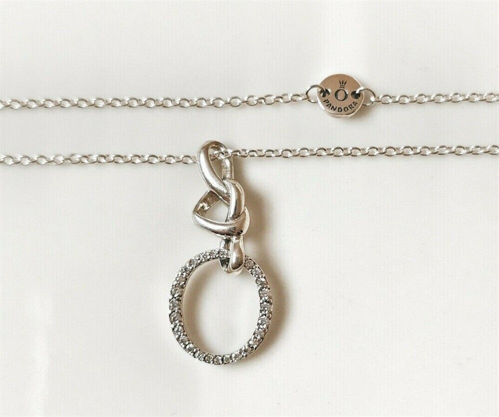 Pandora 925 Sterling Silver Pendant Knotted Heart Necklace With Gift