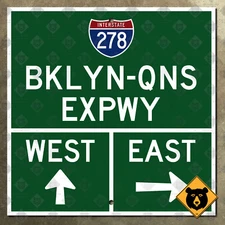 New York City Brooklyn Queens Expressway highway marker road sign 1965 NYC 12x12