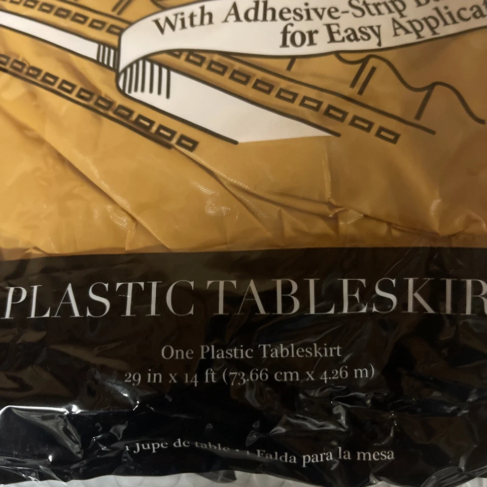 Pumpkin Spice Plastic Table Skirting 29" x 14' w/Easy Stick Tableware Supplies - Image 2 of 4