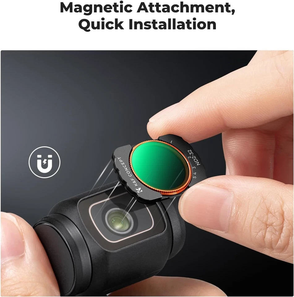 K&F Concept 3x Magnetic CPL Black mist 1/4, VND2-32 Filter Kit for Osmo Pocket 3 - Image 3 of 4