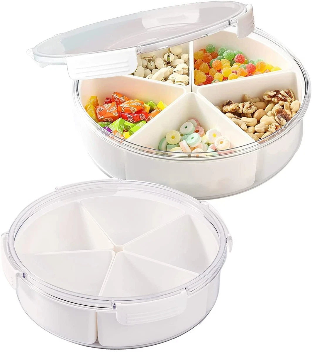 Divided Serving Tray with Lid & Removable Dividers,Food Storage Lunch  Organizer