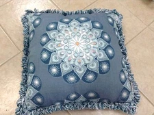 Frontgate Outdoor Patio Sira Medallion Chambray Blue Chair Sofa Throw Pillow New