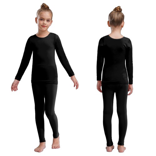 Girls Set Two Pieces Top With Strechy Leggings Elastic Waistband Outfit Dance - Picture 33 of 73