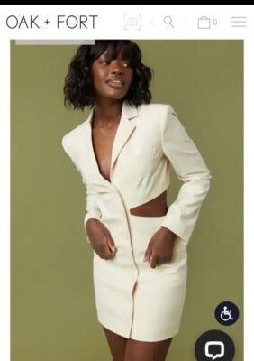 Oak + Fort Cutout Blazer Dress in Ivory | eBay