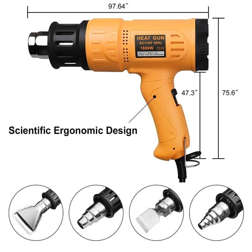 SEEKONE Heat Gun 1800W 122℉~1202℉(50℃- 650℃)Fast Heating Heavy Duty Hot Air G... - Picture 4 of 10