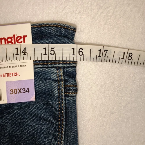 全新男式牧马人 30x34 深蓝色标准版型弹力牛仔裤 #1796601- 全新带标签! - 第 14 张/共 22 张
