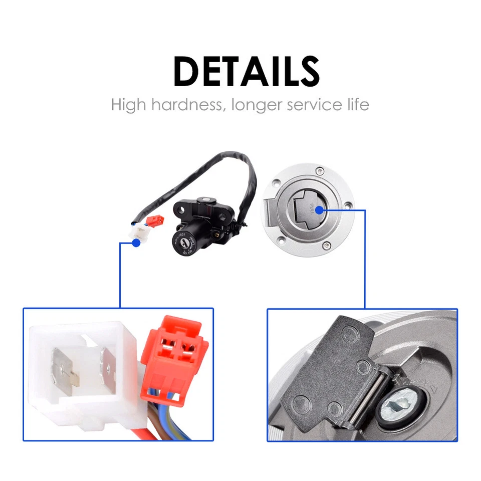Ignition Switch Lock Set Gas Cap & Key For Yamaha YZF R1 2004-2015 R6 2006-2015 - Image 2 of 4