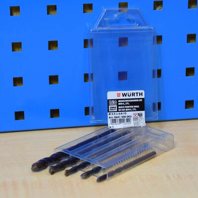 Würth Ø 5-10mm Trapano Multiuso MFD-S Punta Cilindro Pacco Multiplo Punte Set