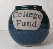 Tumbleweed Pottery "College Fund" Ceramic Bank Jar missing Cork Lid Stopper