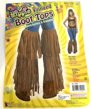 Brown Hippie Fringe Boot Covers Womens Adult Costume Accessory NEW 60s