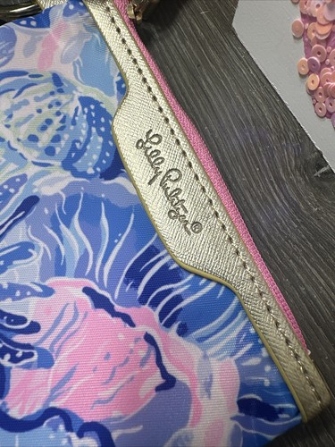 Lilly Pulitzer Logo Mini ID Card Pouch Wallet Wristlet Key Ring New With Tags - Picture 4 of 15