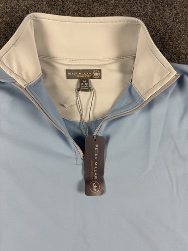 Peter Millar Pullover Boy's Medium Blue Crown Sport Quarter Zip Golf Sweater - Picture 2 of 10