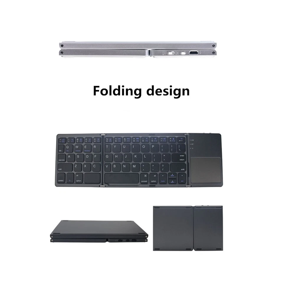 Foldable BT keyboard, BT and USB wired rechargeable portable wireless keyboard - Image 3 of 4