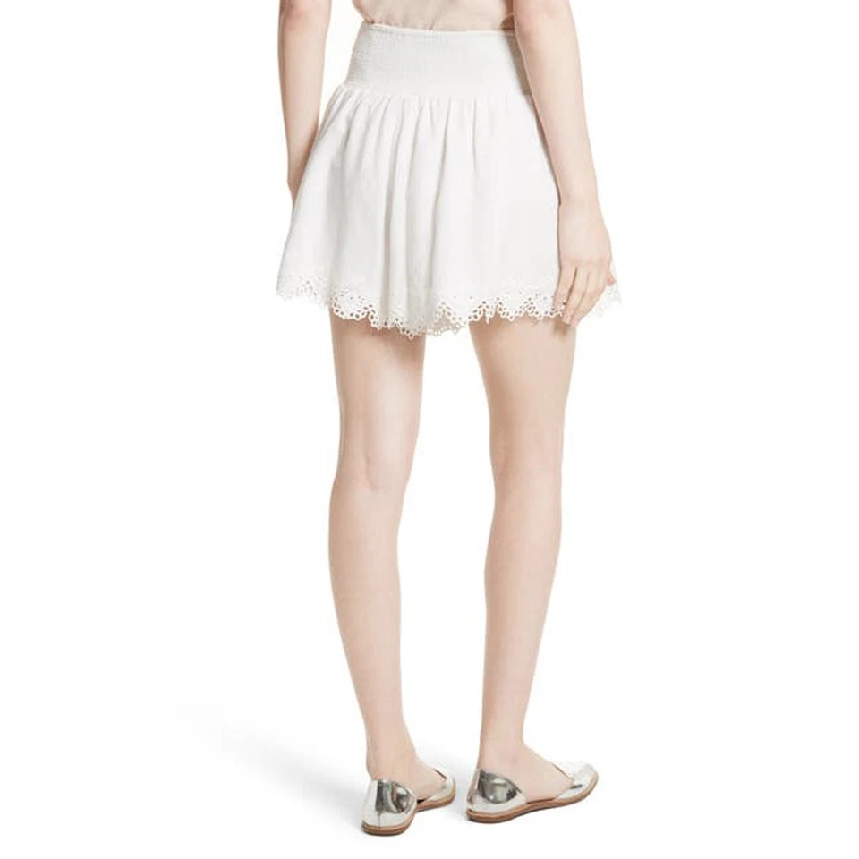 Pantalones Cortos Rebecca Taylor Amora Algodón Bordado, Leche, Pequeño Blanco Foto 3 de 3