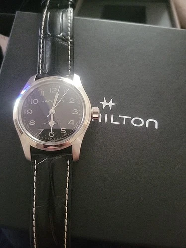 NEW Hamilton Khaki Field Murph 42mm Auto Black Watch with Leather Band H70605731