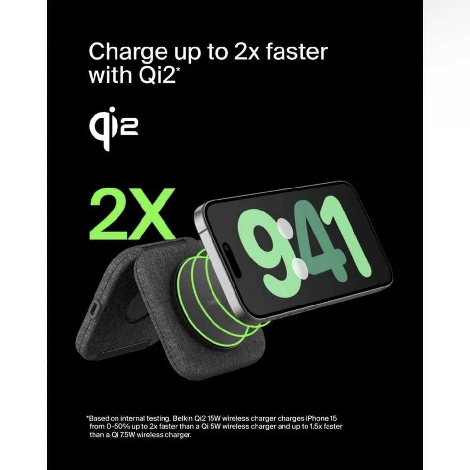 Belkin Boostcharge Pro 2-in-1 Magnetic Charging Travel Pad qi2 - Image 2 of 4