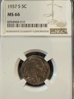 1937-S Buffalo Nickel 5C NGC MS66