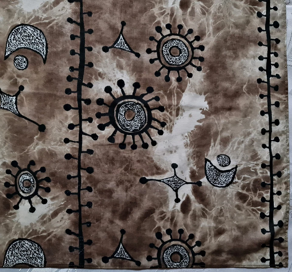 LENÇO VINTAGE AUTÊNTICO MEXX ARTE ASTROLOGIA ABSTRATA SOL LUA ALGODÃO 40" QUADRADO - Imagem 3 de 4