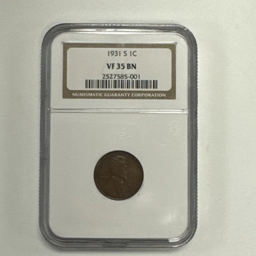 1931-S Lincoln Wheat Cent NGC VF35 BN Brown VF/XF