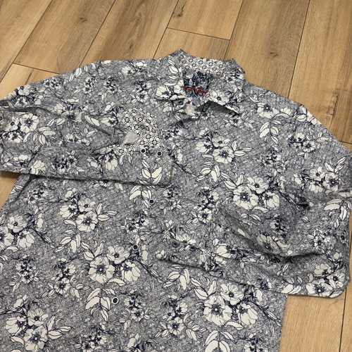 Camicia Robert Graham uomo media floreale geometrica astratta polsino infradito forte audace - Foto 6 di 6