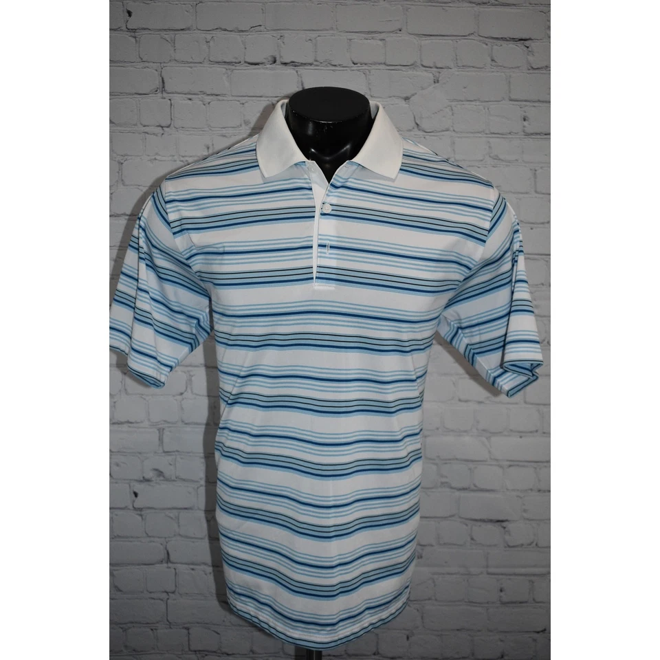 Рубашка поло для гольфа мужская Adidas размер средний полиэстер функциональная ClimaLite синяя - Изображение 3 из 4