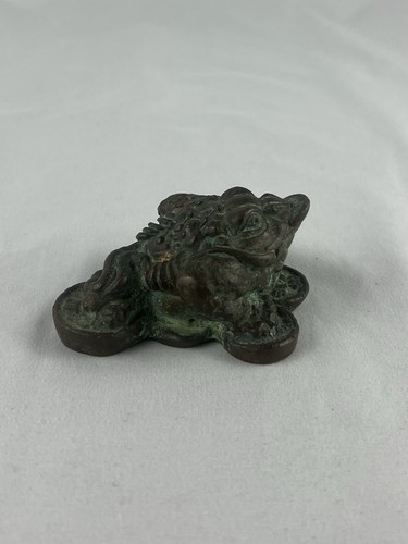 VTG Chinese Jin Chan Three Legged Money Frog Toad Feng Shui Bronze Signed EUC - Picture 2 of 9
