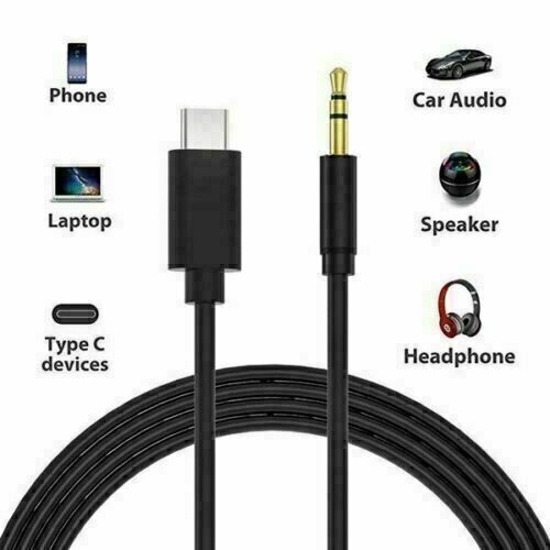 Aux Cable Type C to 3.5mm Samsung USB C Male For Car Stereo Audio Adapter Jack - Picture 2 of 4