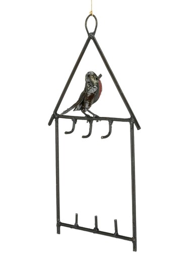 Metal Robin Bird Feeder Garden Ornament Sculpture Art - Handmade Recycled Metal - 第 5/10 張圖片