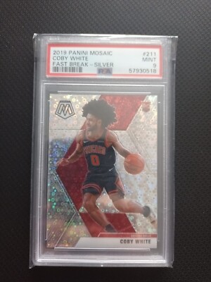 Coby White 2019-20 Panini Mosaic Basketball Fast Break Silver Rookie RC PSA 9