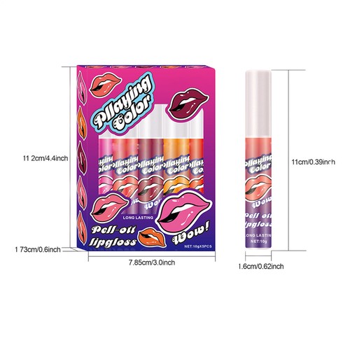 5 Colors Lip Stain Peel Off Waterproof Lip Stain Peel Off Lip Stain Matte Lip - Picture 7 of 12