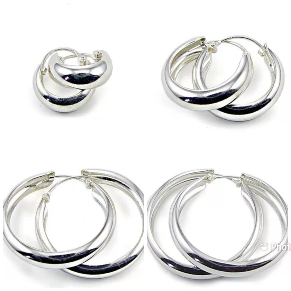 Sterling Silver Hoop Earrings for Women | Lightweight Silver Chunky Hoop Earrings | Hypoallergenic 925 Sterling Silver Earrings for Women | Round