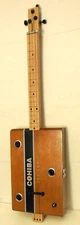 Cigar box guitar, 3 string, metal frets, piezo sound PU installed (see desc)