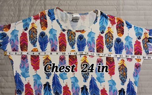 Agnes & Dora Damen X-Small weiß mehrfarbig Feder 3/4 Arm Shirt Bluse - Bild 8 von 10