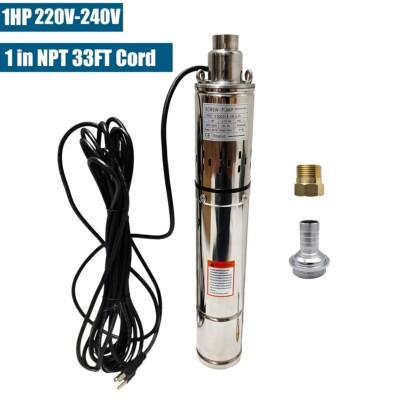 #ad 1HP 3.5quot; Deep Well Submersible Pump 328 ft Max long life 230V 8GPM Sub 33ft Cord $122.50