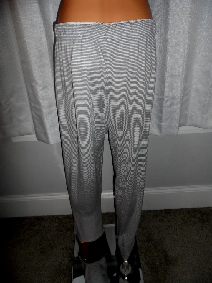 Gran Tahari Talla L Gris Blanco Rayas Cordón Pijama Pantalones Mujer Nuevo Sin Etiquetas Foto 2 de 4