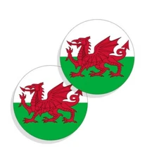 Wales Flag Stickers Flag Decals Round Indoor Outdoor 4 Circles Welsh Flag